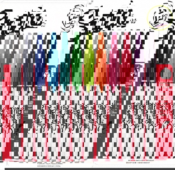 Retractable Permanent Marker, Fine Bullet Tip, Assorted Colors, 12/Set